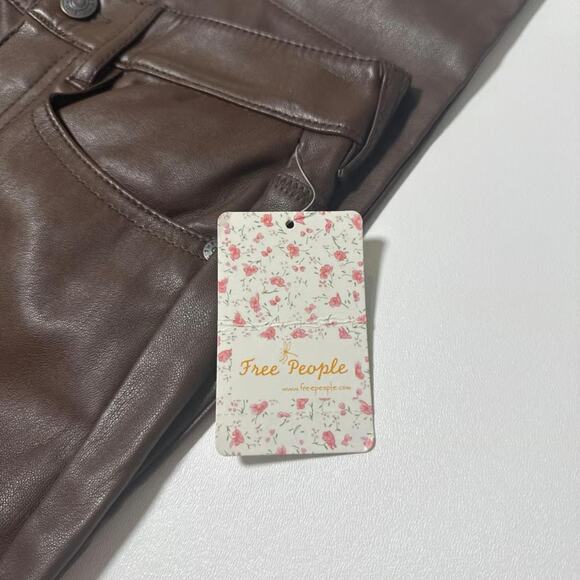 Free People Faux Leather Slim Pant NWT - Picture 4 of 6